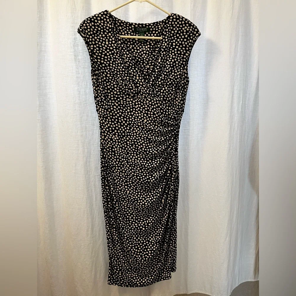 Lauren by Ralph Lauren, black and white, faux wrap dress - Picture 8 of 9